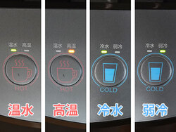 富士の湧水ウォーターサーバー操作パネルの温度切替ボタン