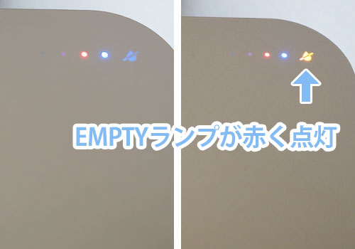 オーラ ウォーターサーバーのEMPTYランプ